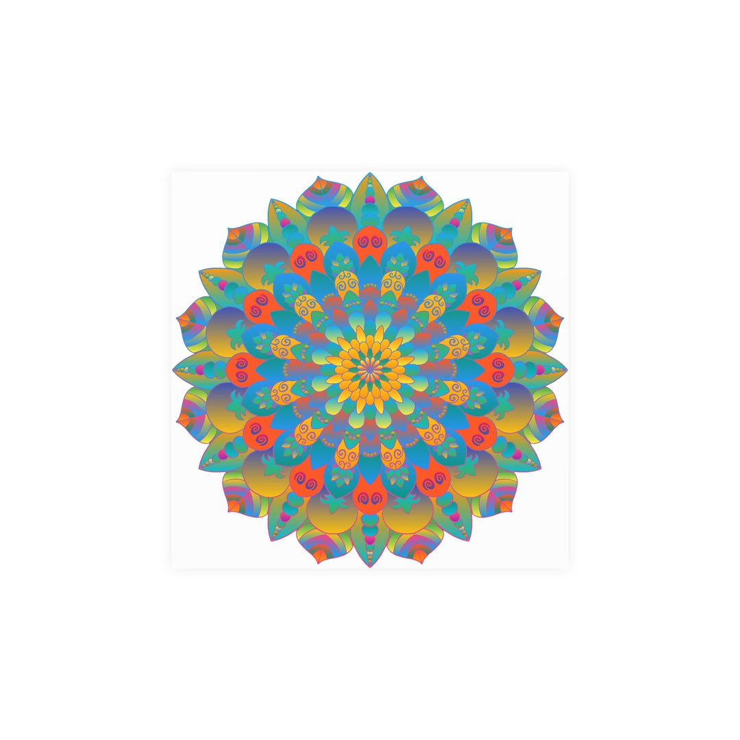 Vibrant Mandala Wall Art Poster - Blue, Green, Yellow Poster - Blululi