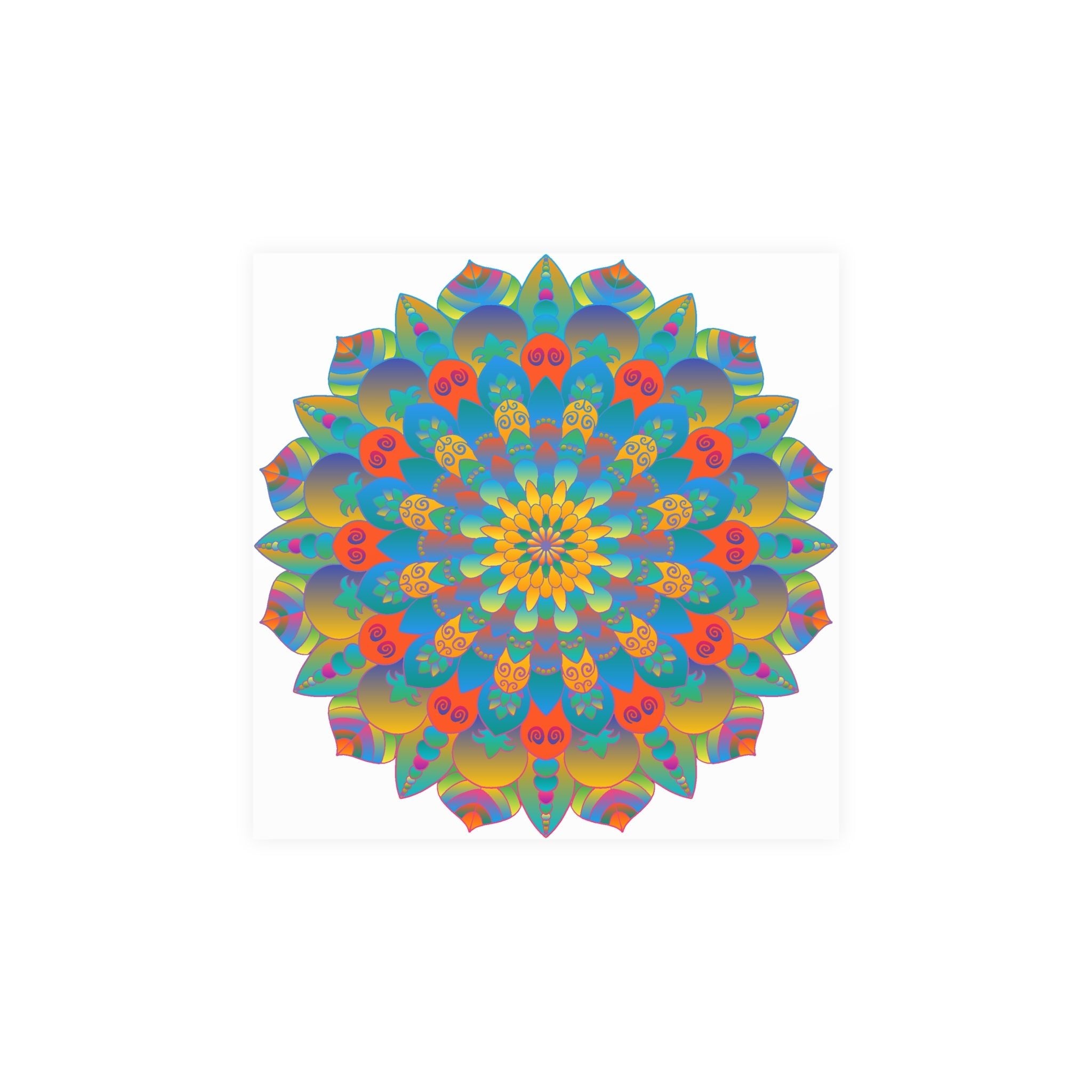 Vibrant Mandala Wall Art Poster - Blue, Green, Yellow Poster - Blululi