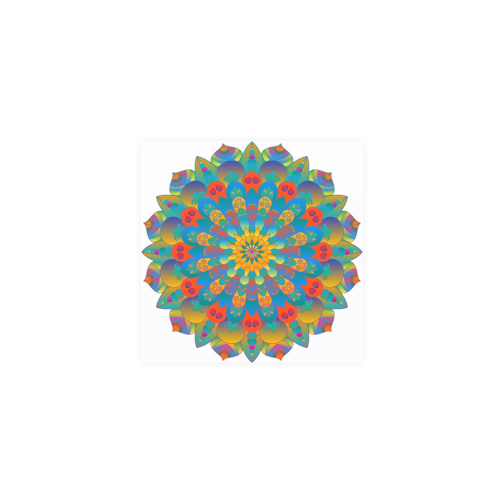 Vibrant Mandala Wall Art Poster - Blue, Green, Yellow Poster - Blululi