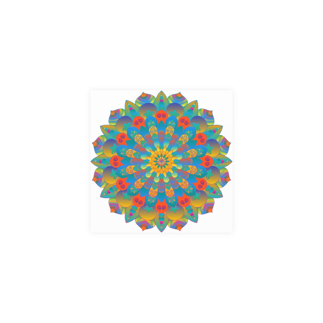 Vibrant Mandala Wall Art Poster - Blue, Green, Yellow Poster - Blululi