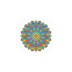 Vibrant Mandala Wall Art Poster - Blue, Green, Yellow Poster - Blululi