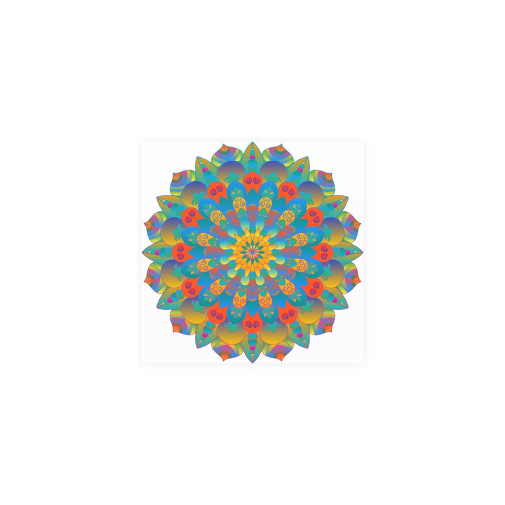 Vibrant Mandala Wall Art Poster - Blue, Green, Yellow Poster - Blululi