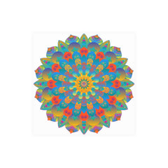 Vibrant Mandala Wall Art Poster - Blue, Green, Yellow Poster - Blululi