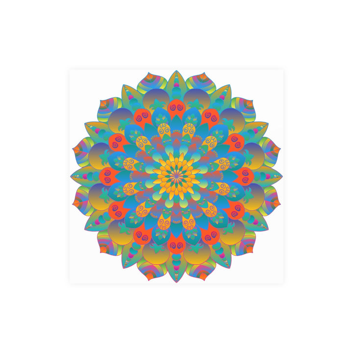 Vibrant Mandala Wall Art Poster - Blue, Green, Yellow Poster - Blululi