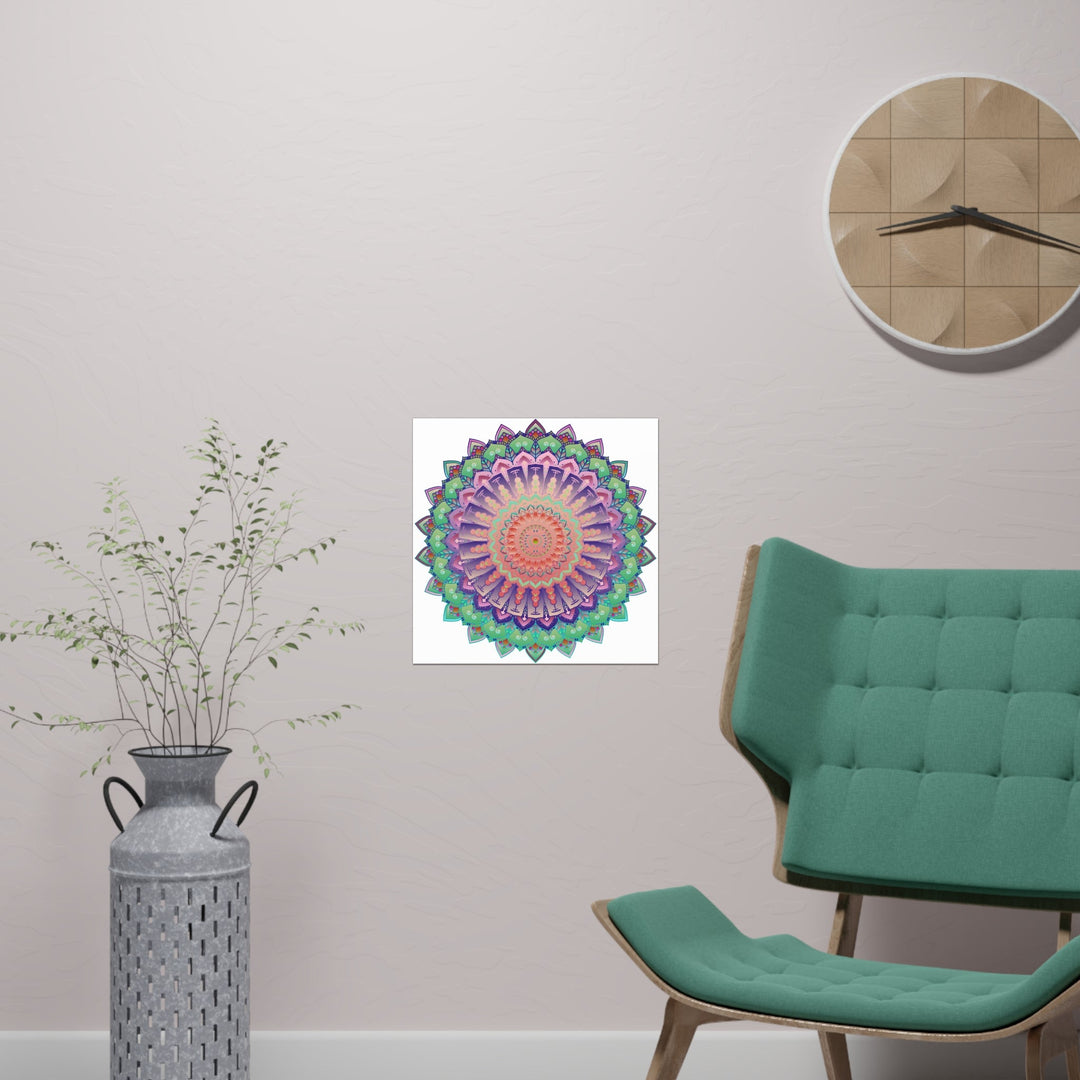 Vibrant Mandala Wall Art Poster - Colorful & Intricate Poster - Blululi