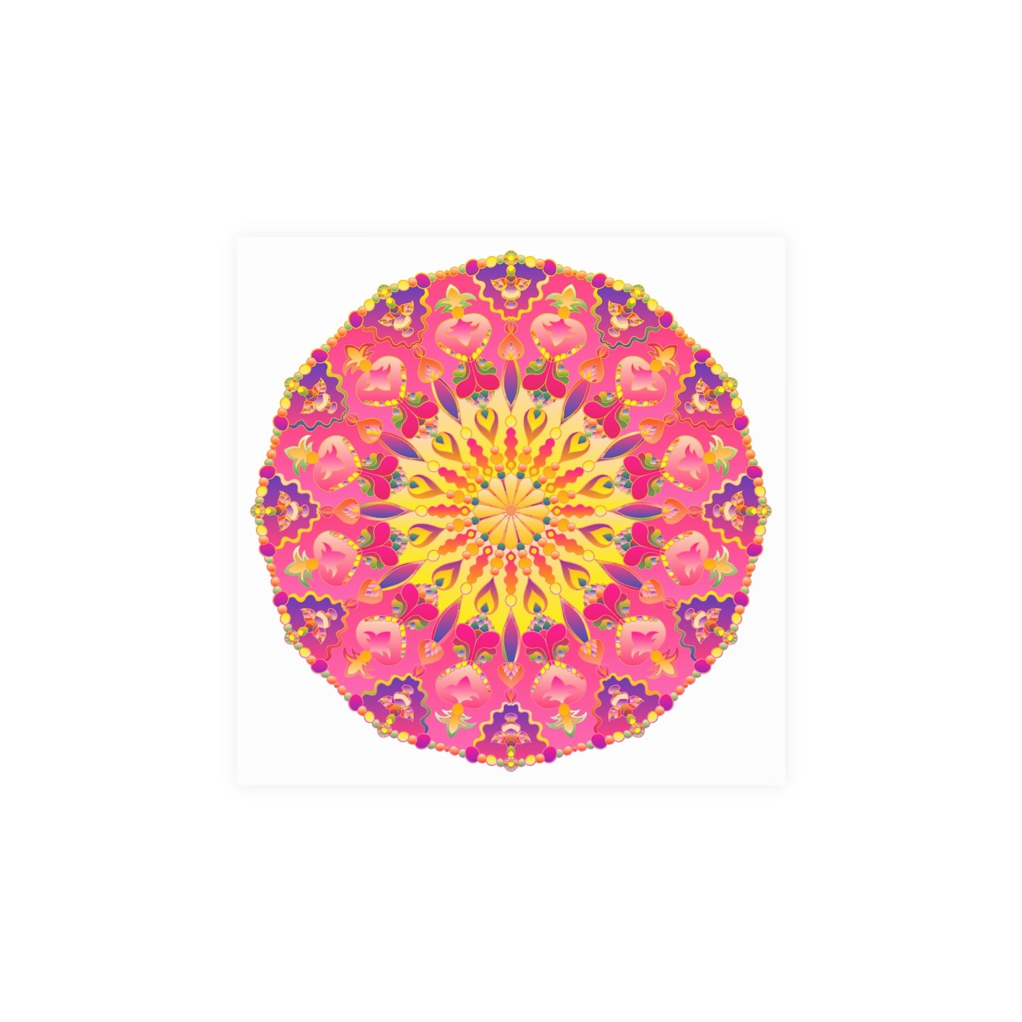 Vibrant Pink, Yellow & Purple Mandala Art Print Poster - Blululi