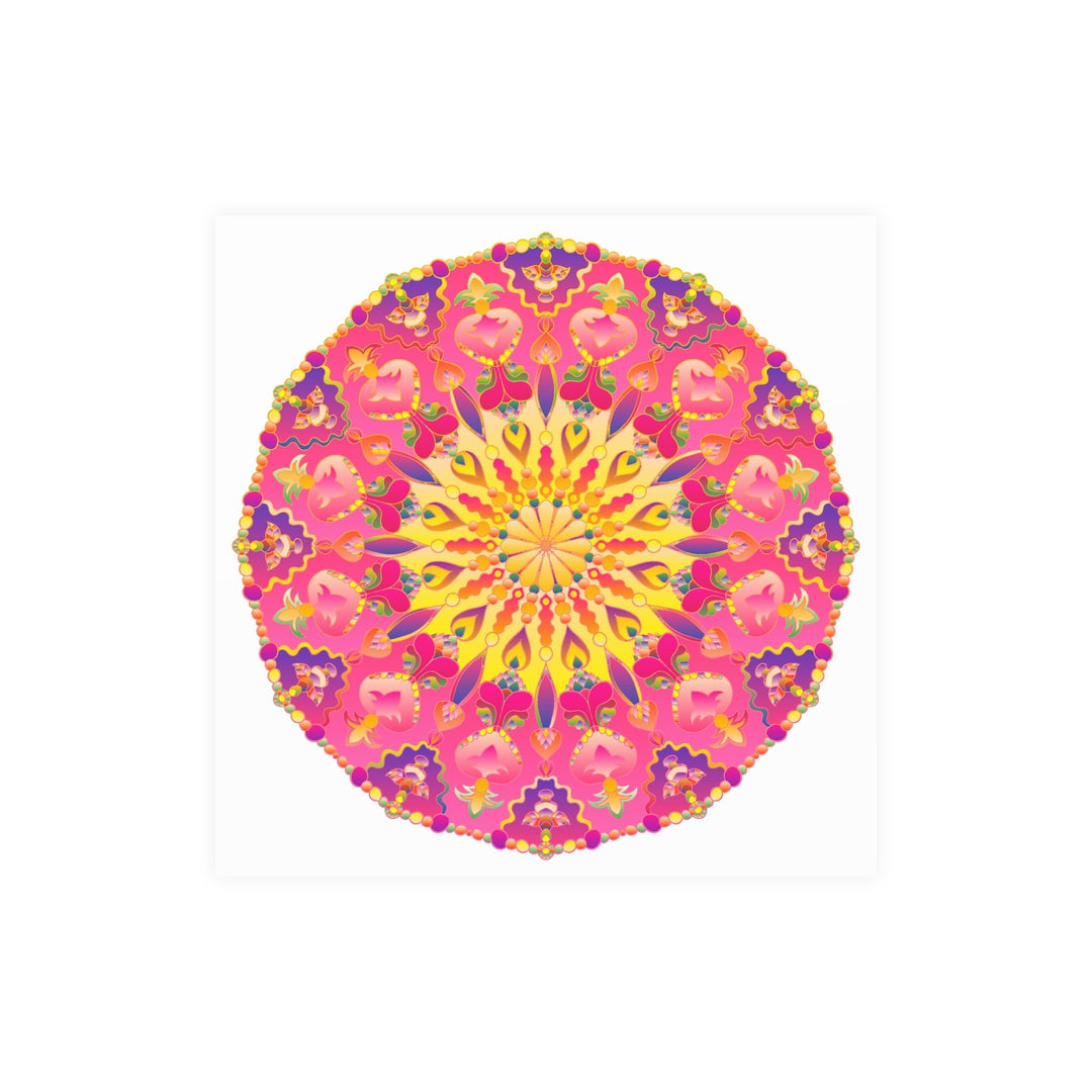 Vibrant Pink, Yellow & Purple Mandala Art Print Poster - Blululi