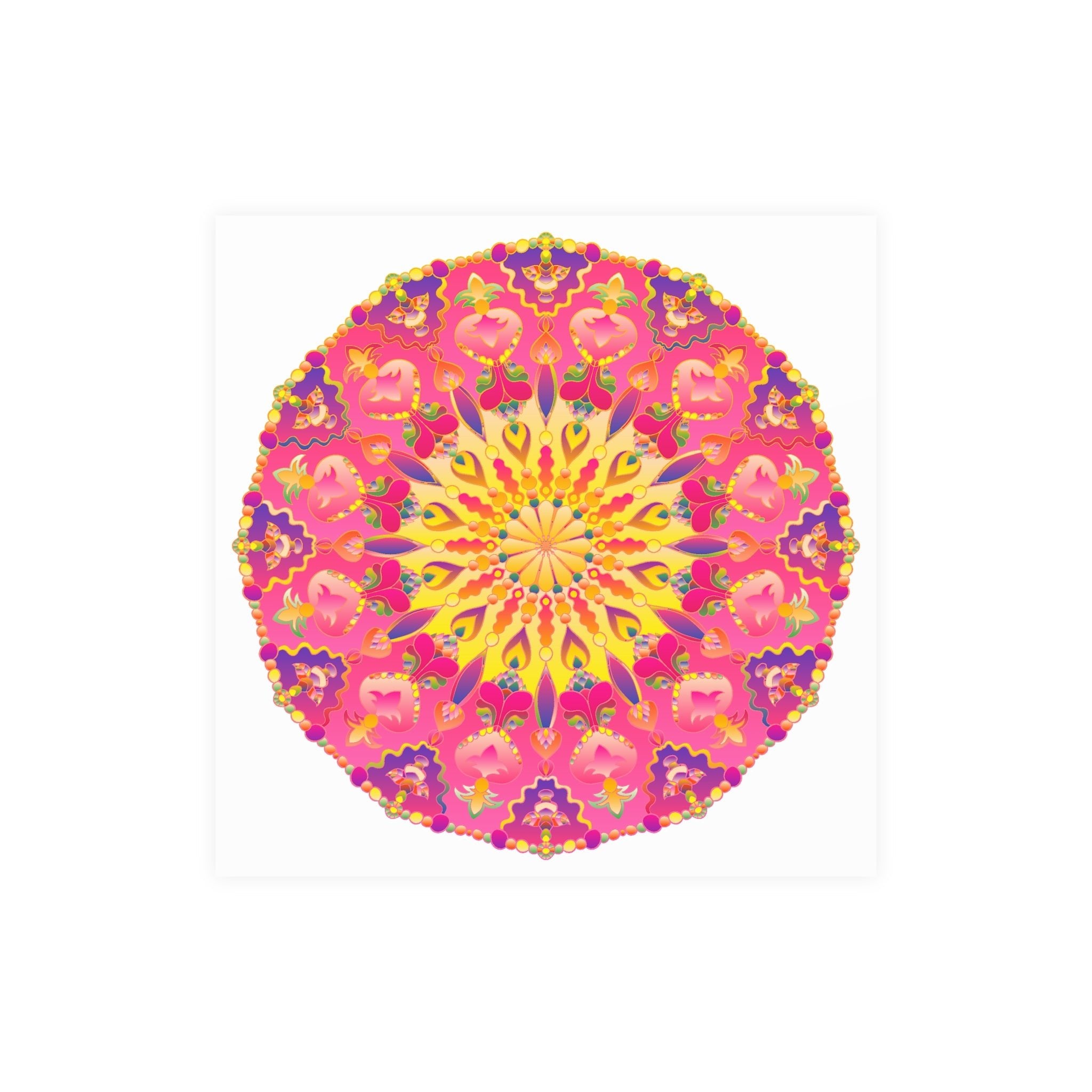 Vibrant Pink, Yellow & Purple Mandala Art Print Poster - Blululi