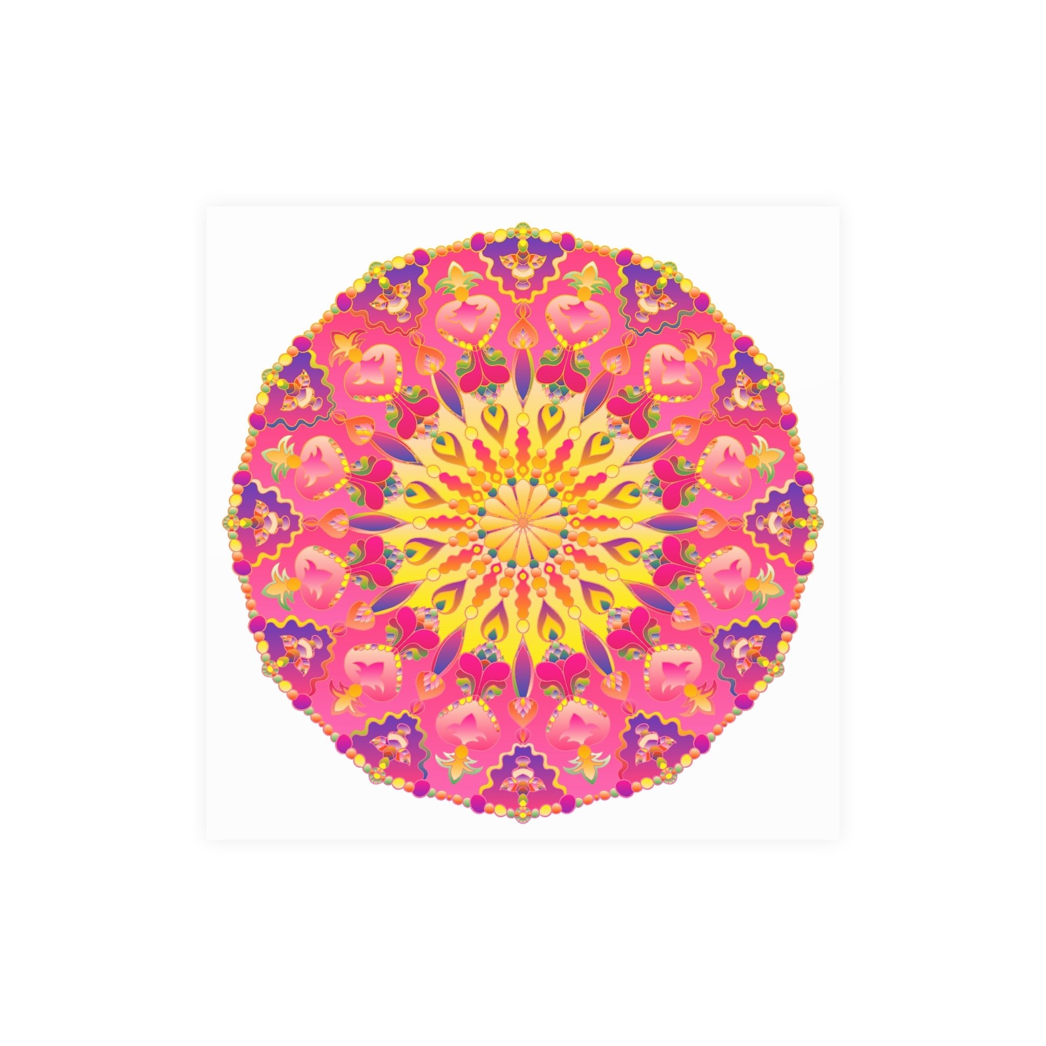 Vibrant Pink, Yellow & Purple Mandala Art Print Poster - Blululi