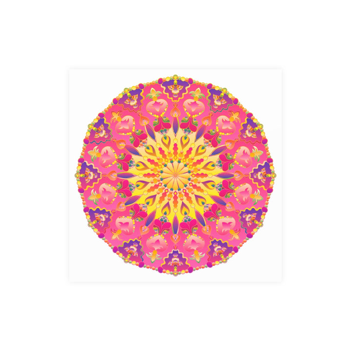 Vibrant Pink, Yellow & Purple Mandala Art Print Poster - Blululi