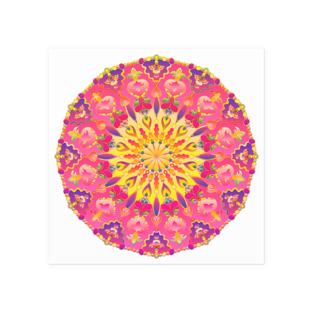 Vibrant Pink, Yellow & Purple Mandala Art Print Poster - Blululi