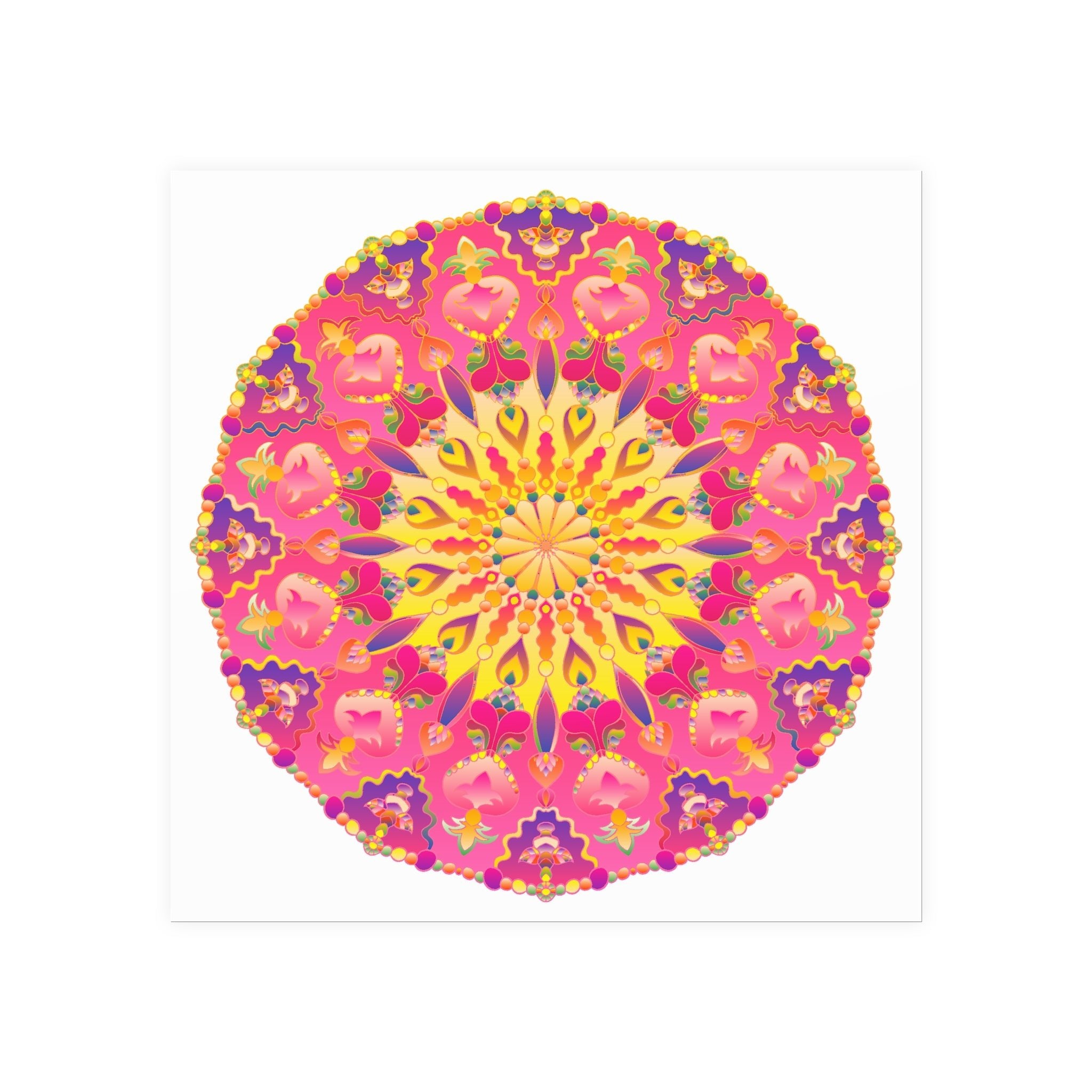 Vibrant Pink, Yellow & Purple Mandala Art Print Poster - Blululi