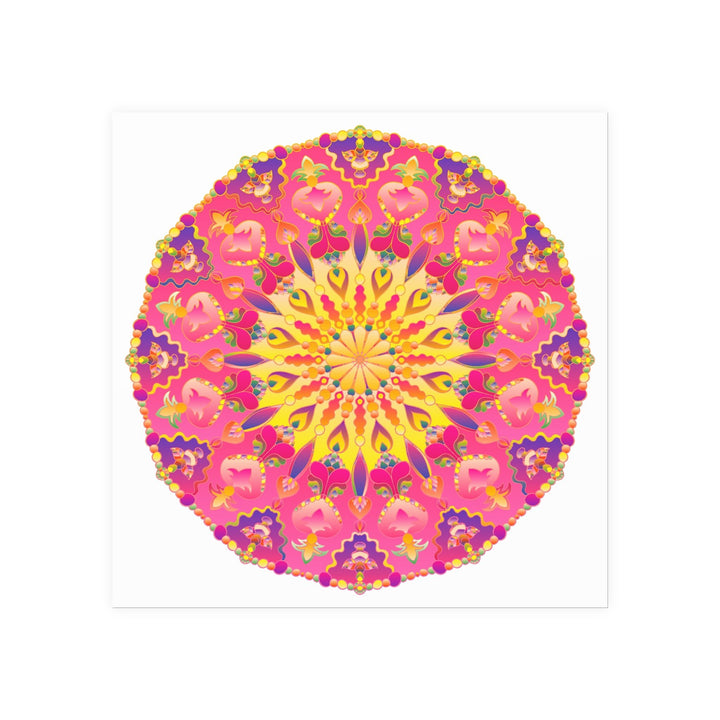 Vibrant Pink, Yellow & Purple Mandala Art Print Poster - Blululi