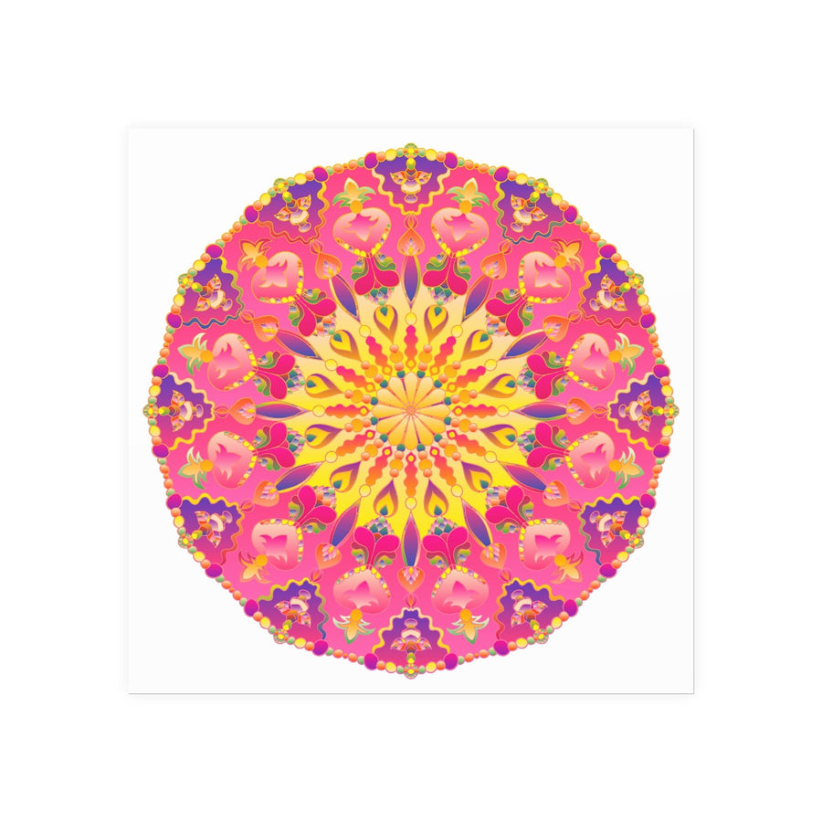 Vibrant Pink, Yellow & Purple Mandala Art Print Poster - Blululi
