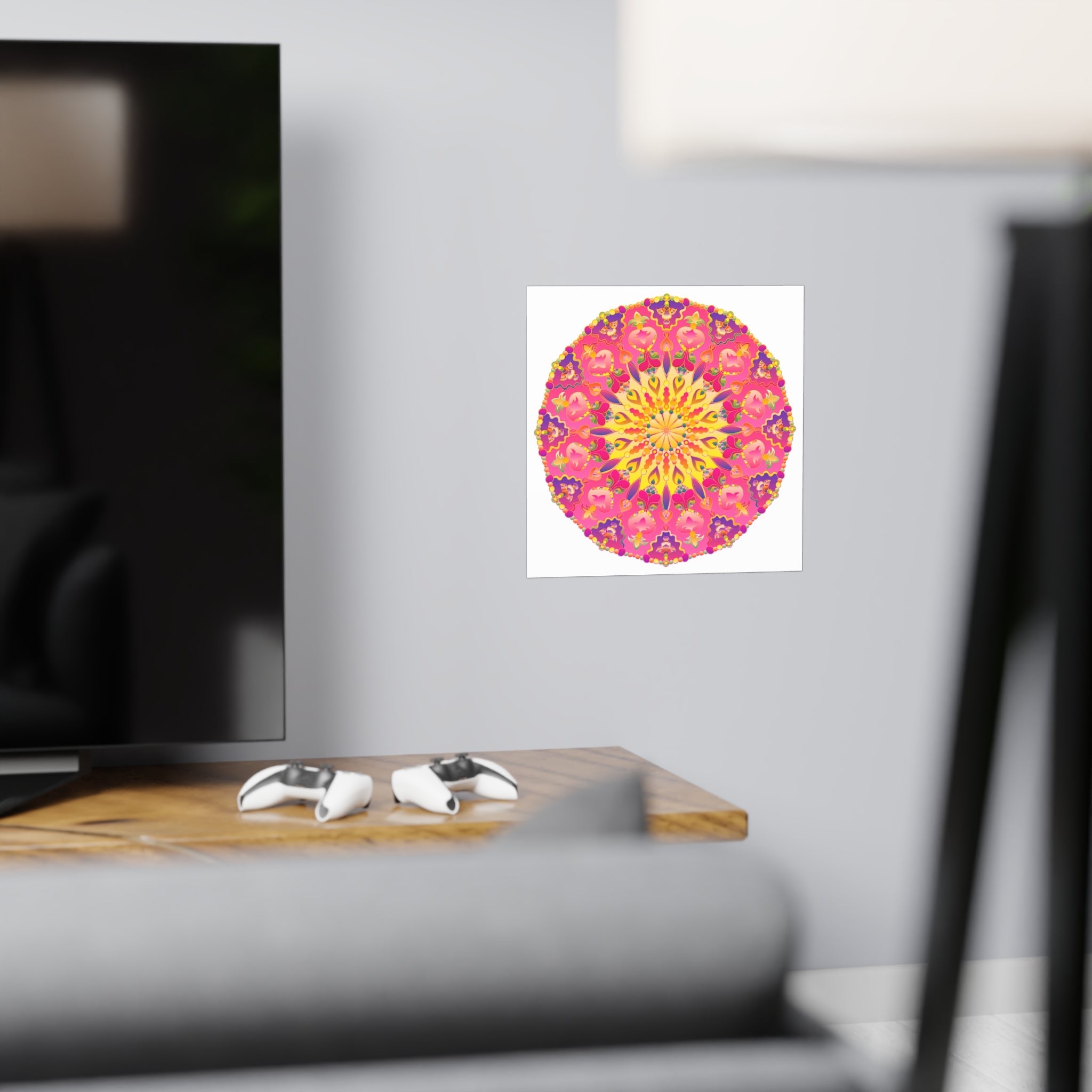 Vibrant Pink, Yellow & Purple Mandala Art Print Poster - Blululi