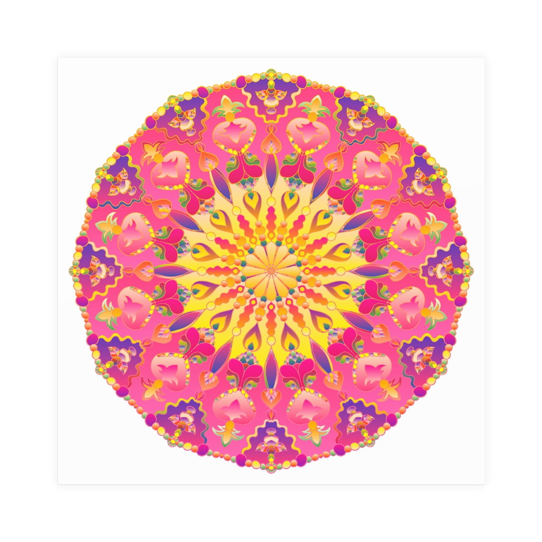 Vibrant Pink, Yellow & Purple Mandala Art Print Poster - Blululi