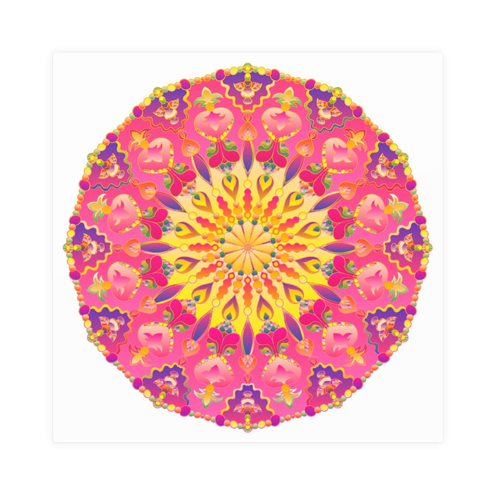 Vibrant Pink, Yellow & Purple Mandala Art Print Poster - Blululi