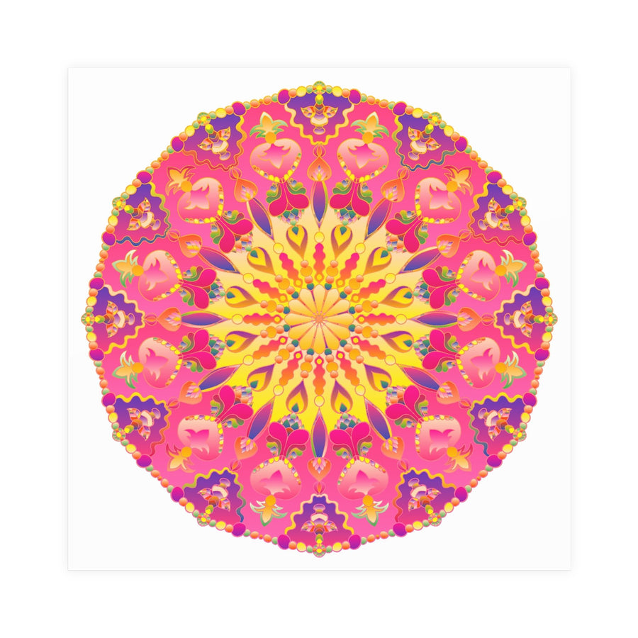 Vibrant Pink, Yellow & Purple Mandala Art Print Poster - Blululi