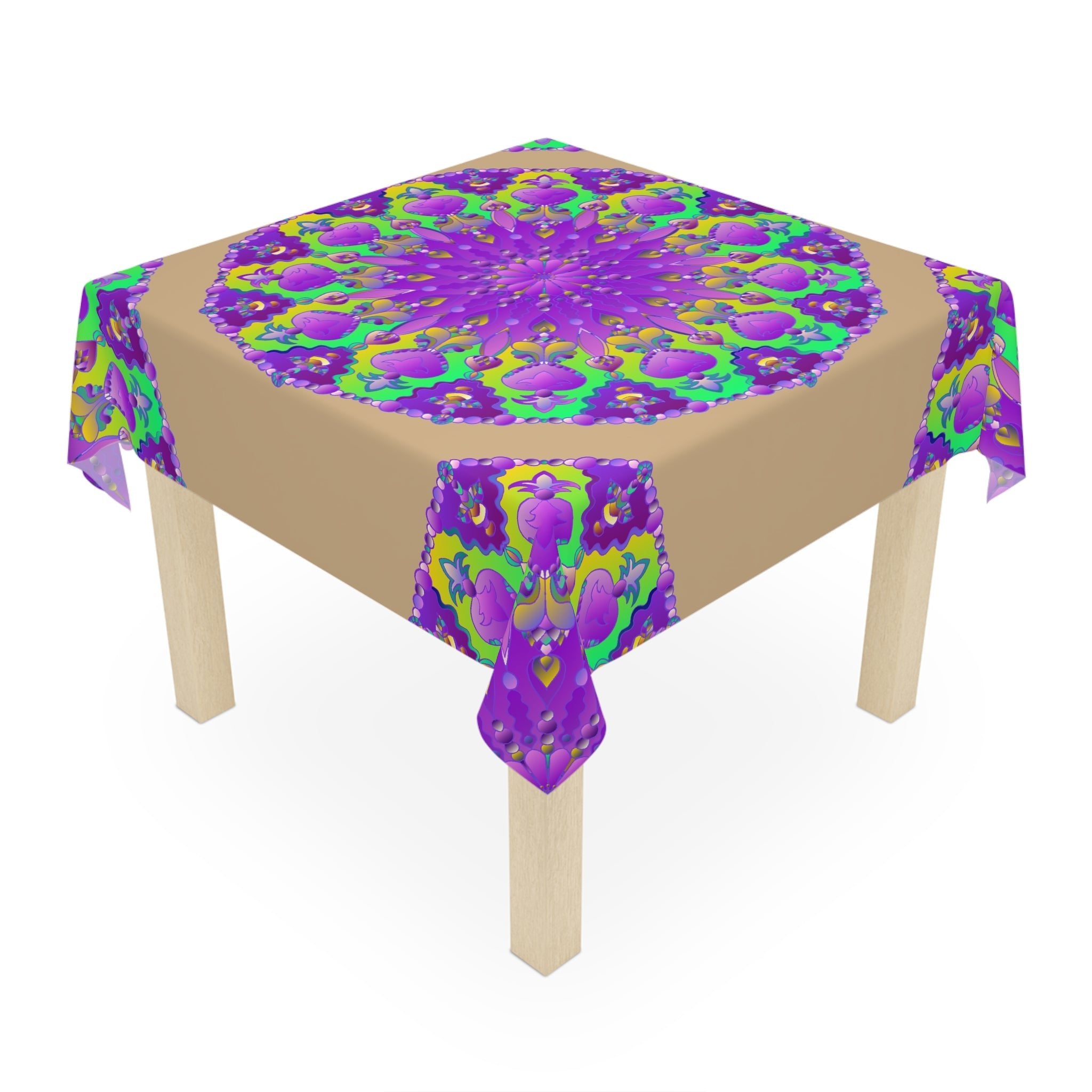 Vibrant Purple Mandala Tablecloth, Sand Home Decor - Blululi