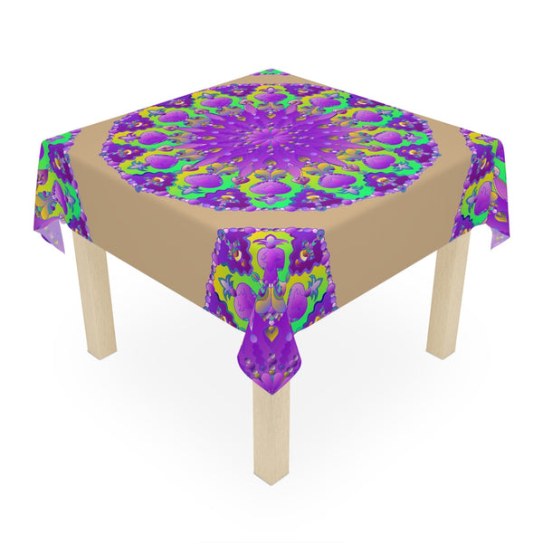 Vibrant Purple Mandala Tablecloth, Sand Home Decor - Blululi