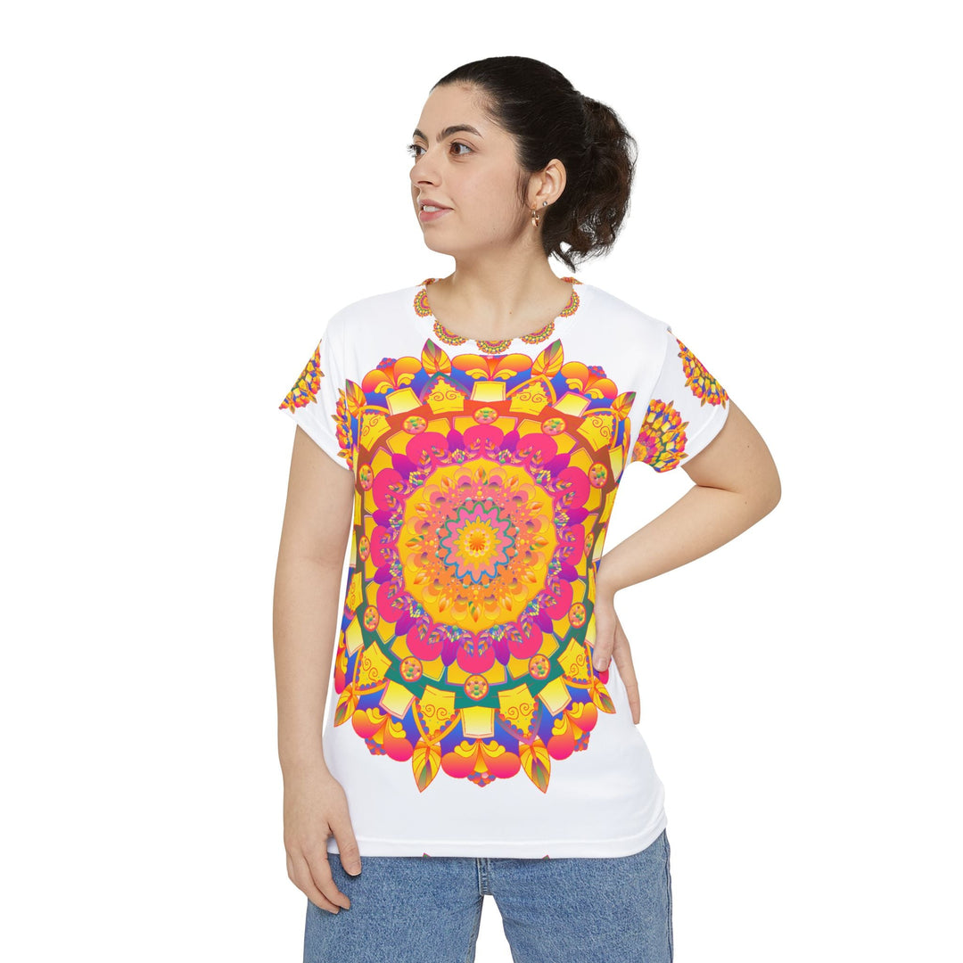 Vibrant Rainbow Mandala Women's T-Shirt All Over Prints - Blululi