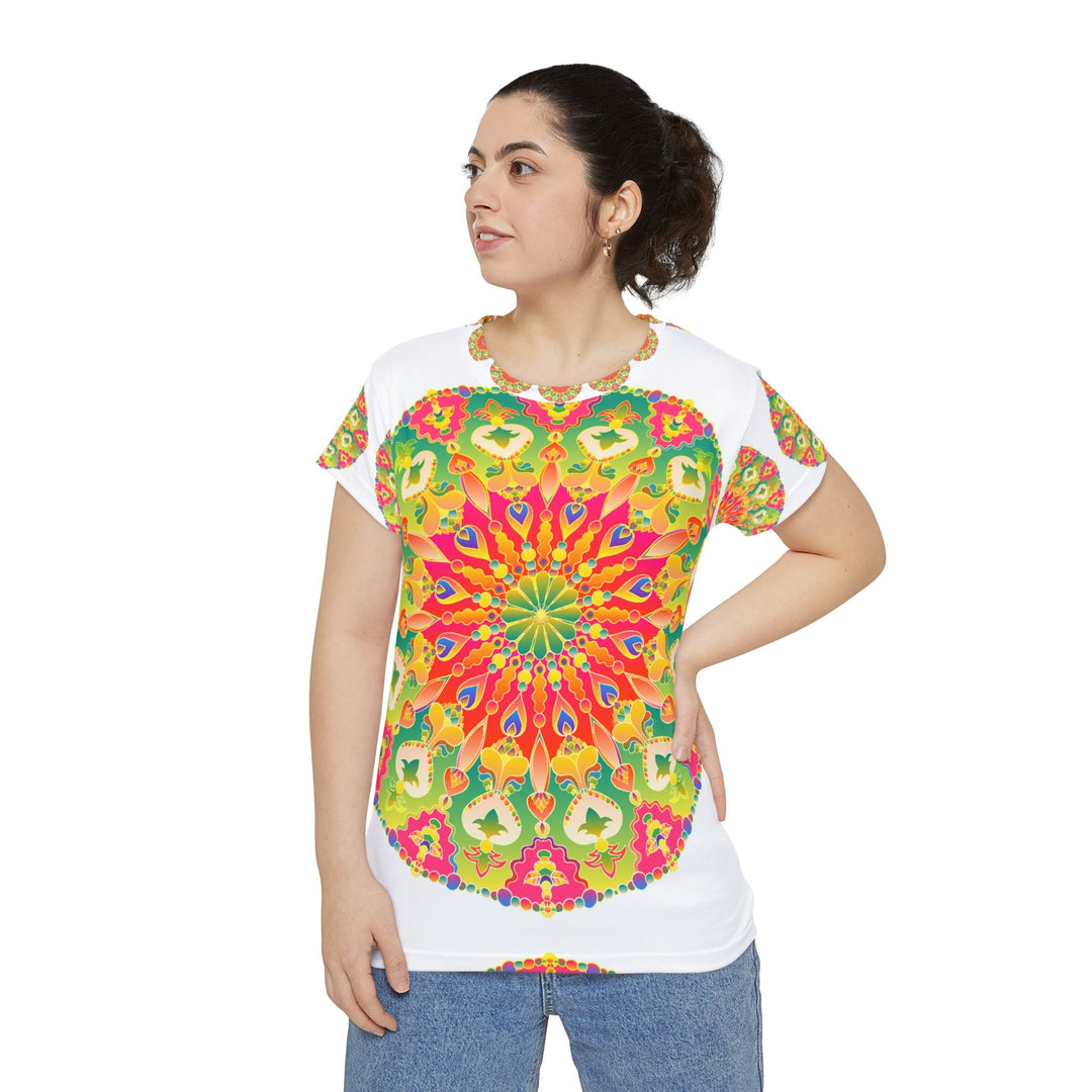 Vibrant Rainbow Mandala Women's T-Shirt All Over Prints - Blululi