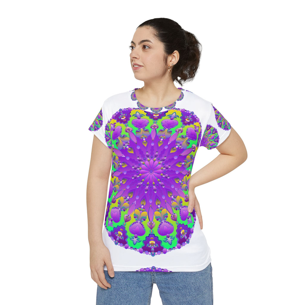 Vibrant Rainbow Mandala Women's T-Shirt All Over Prints - Blululi