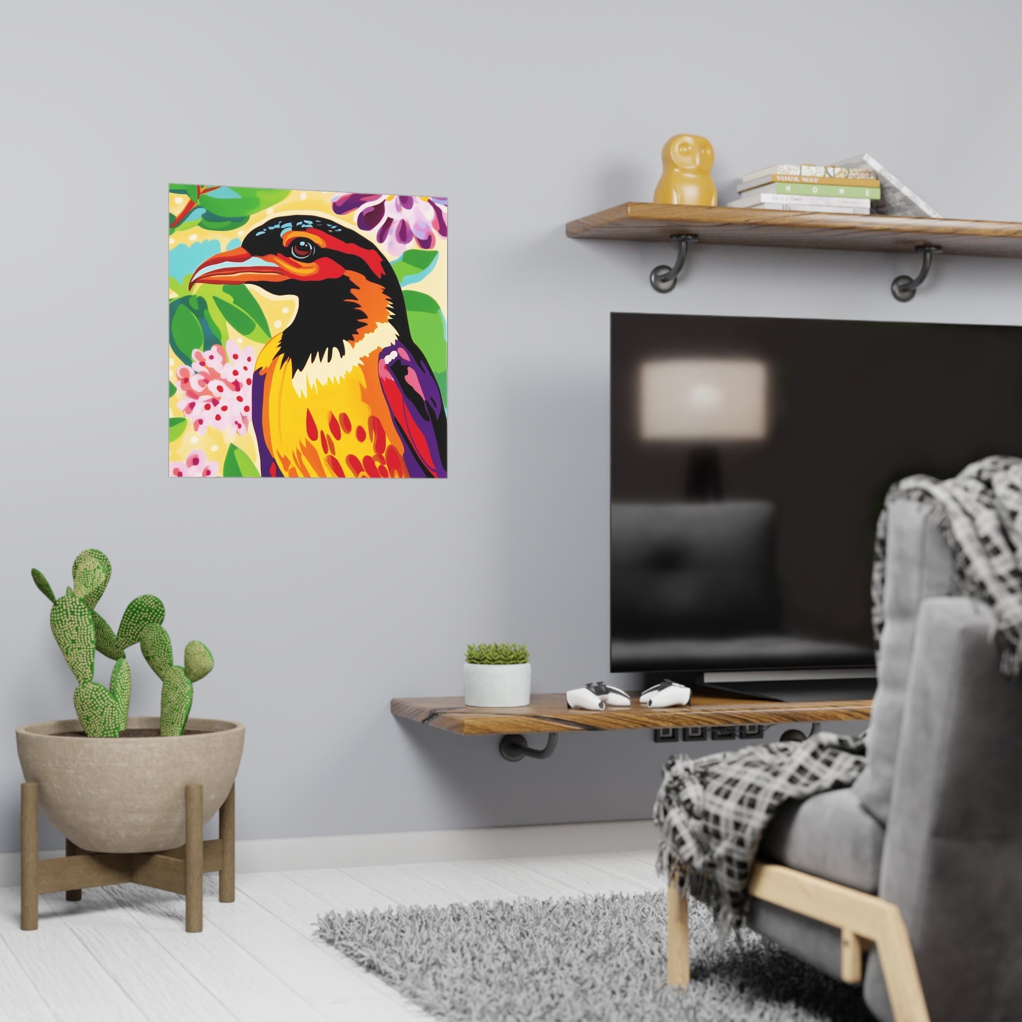 Vibrant Savanna Bird Poster - Colorful Wildlife Art Poster - Blululi