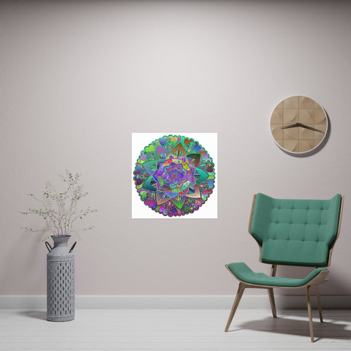 Vibrant Stained Glass Mandala Poster - Colorful Art Poster - Blululi