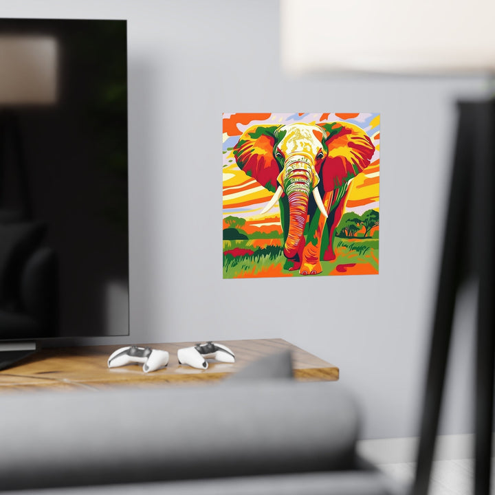 Vibrant Sunset Elephant - Animal Savana Poster Poster - Blululi