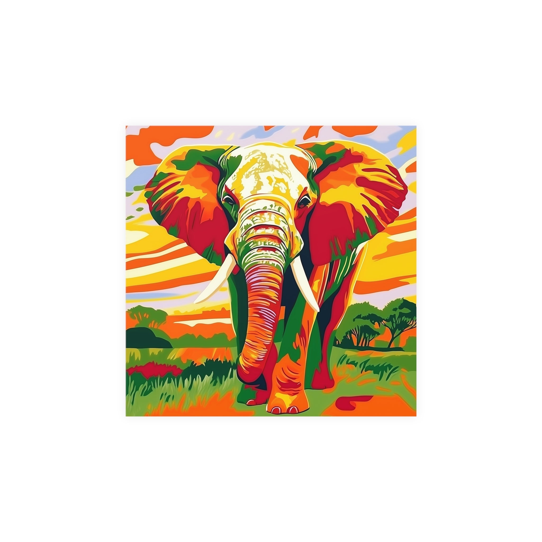 Vibrant Sunset Elephant - Animal Savana Poster Poster - Blululi