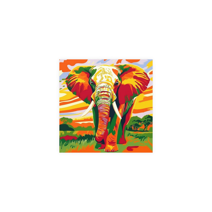 Vibrant Sunset Elephant - Animal Savana Poster Poster - Blululi