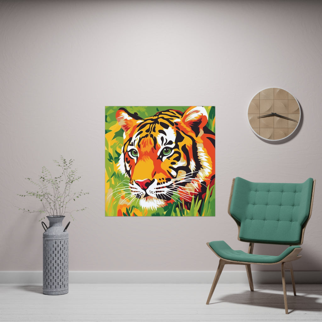 Vibrant Tiger Face Jungle Poster | Colorful Animal Art Poster - Blululi