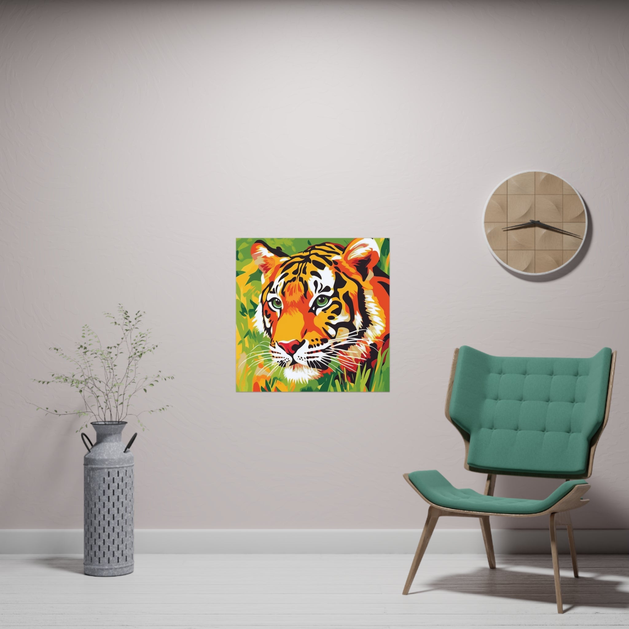 Vibrant Tiger Face Jungle Poster | Colorful Animal Art Poster - Blululi