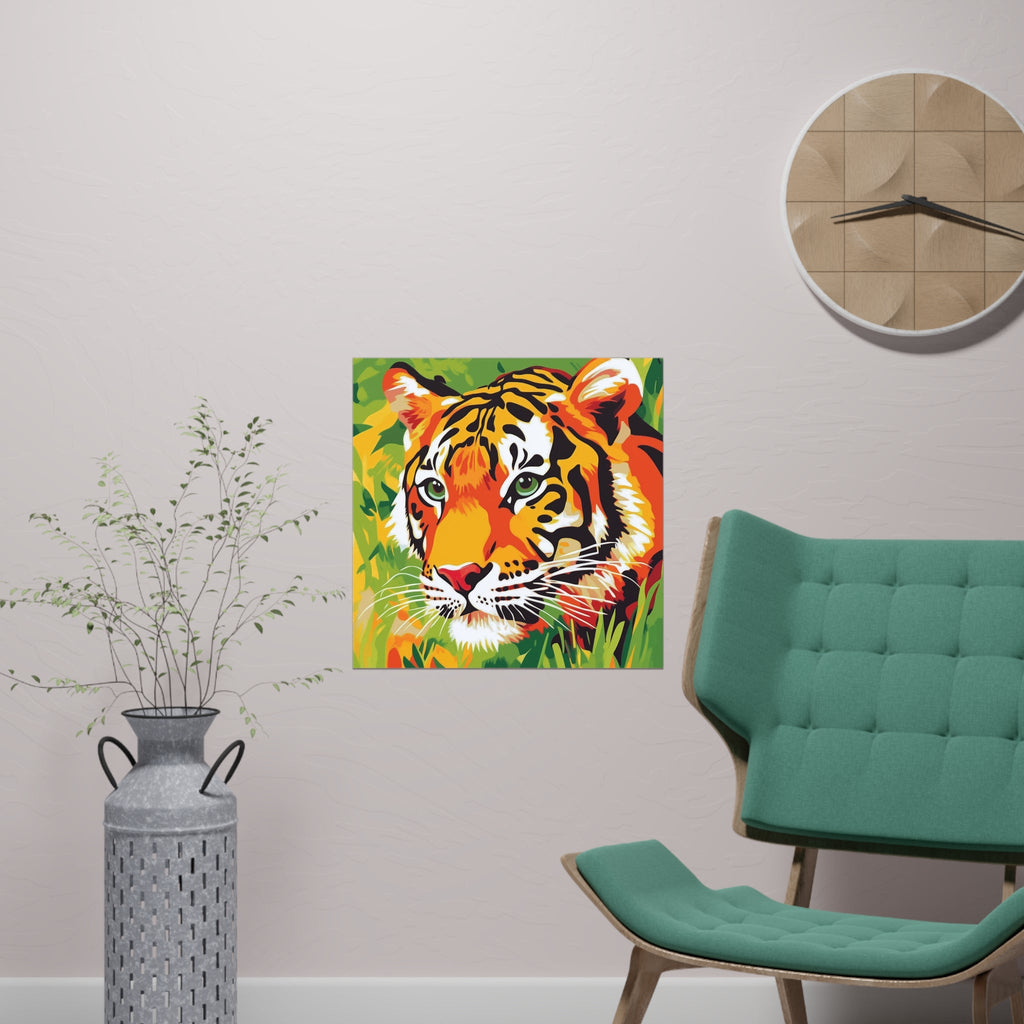 Vibrant Tiger Face Jungle Poster | Colorful Animal Art Poster - Blululi