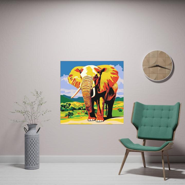 Vibrant Yellow Elephant Savanna Poster Poster - Blululi