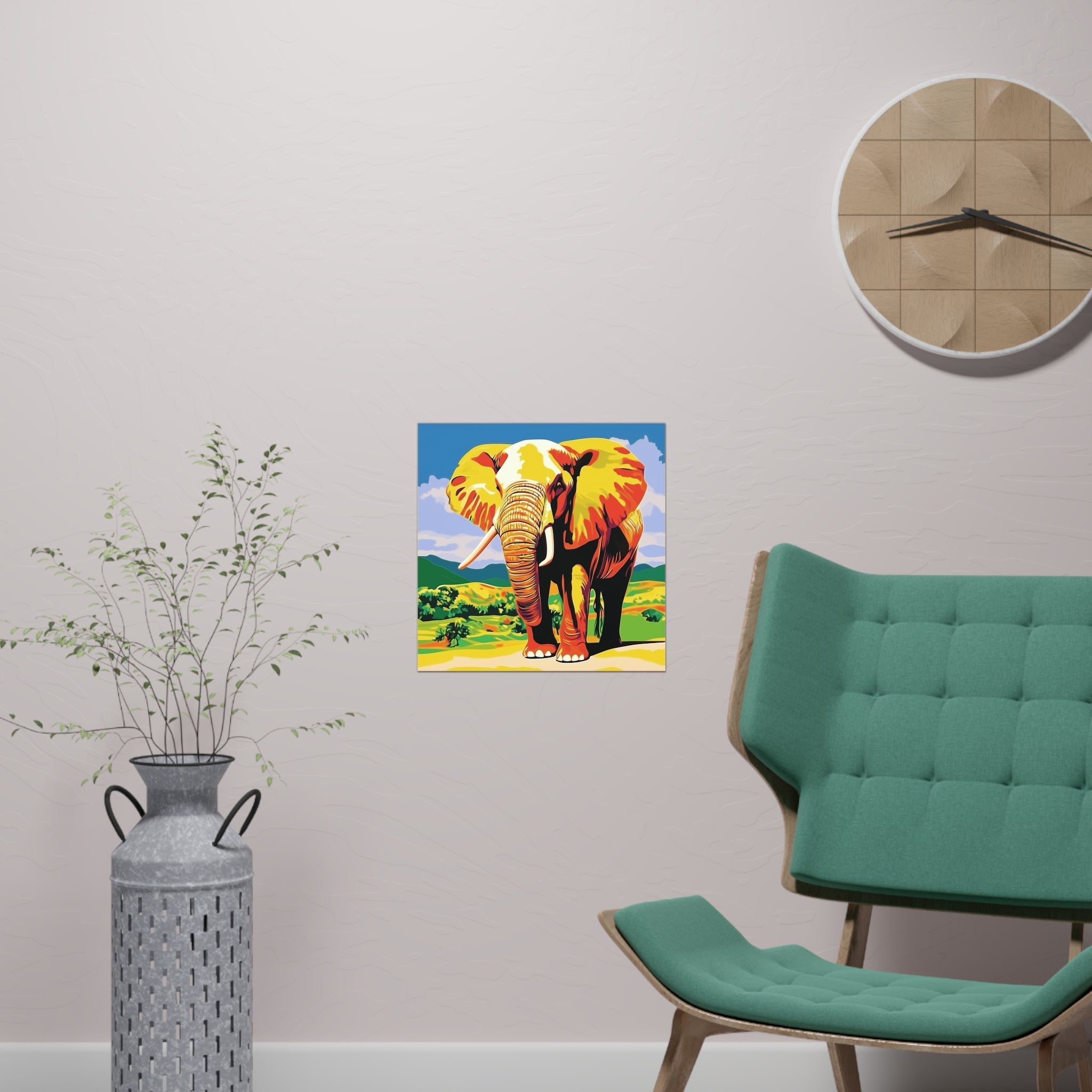 Vibrant Yellow Elephant Savanna Poster Poster - Blululi