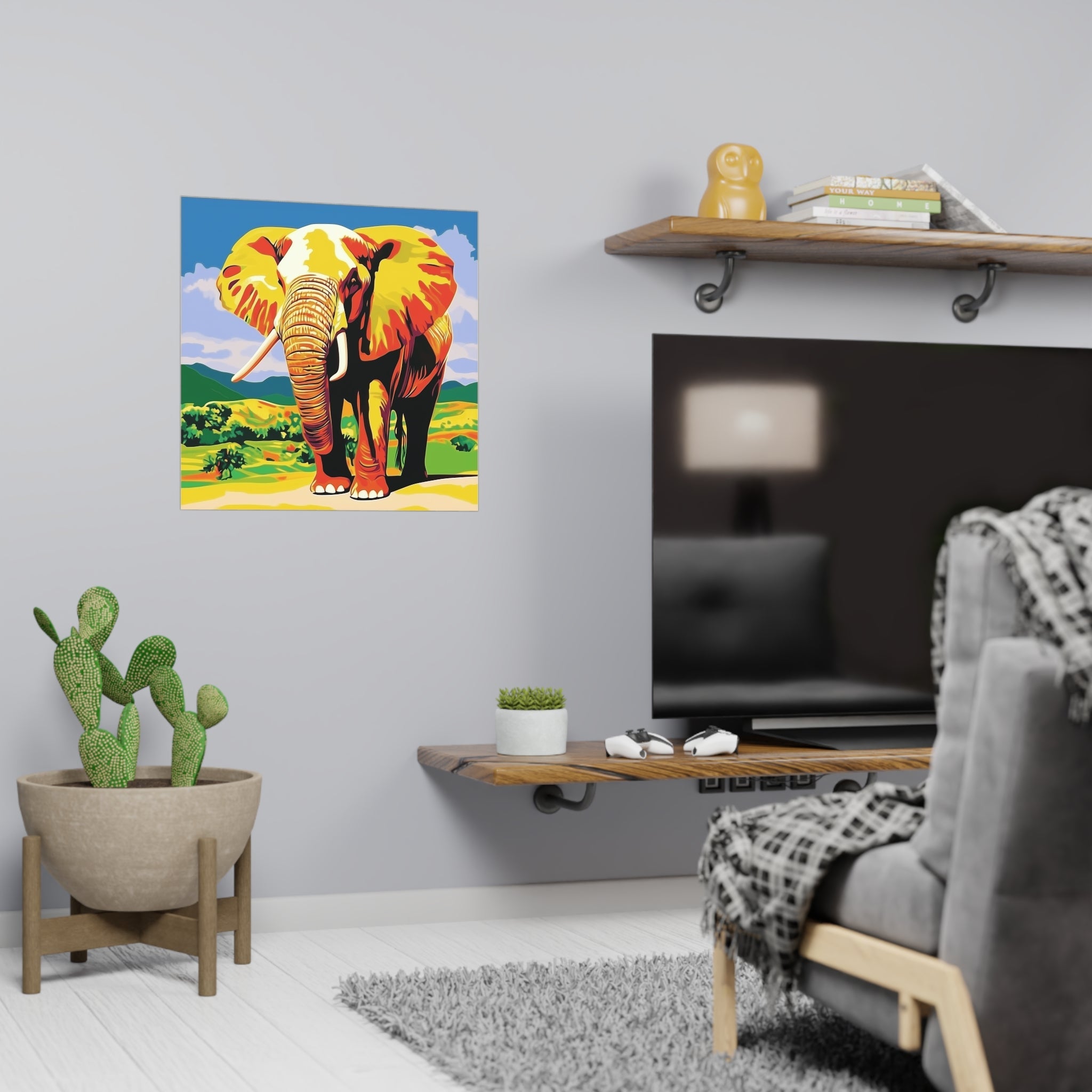 Vibrant Yellow Elephant Savanna Poster Poster - Blululi