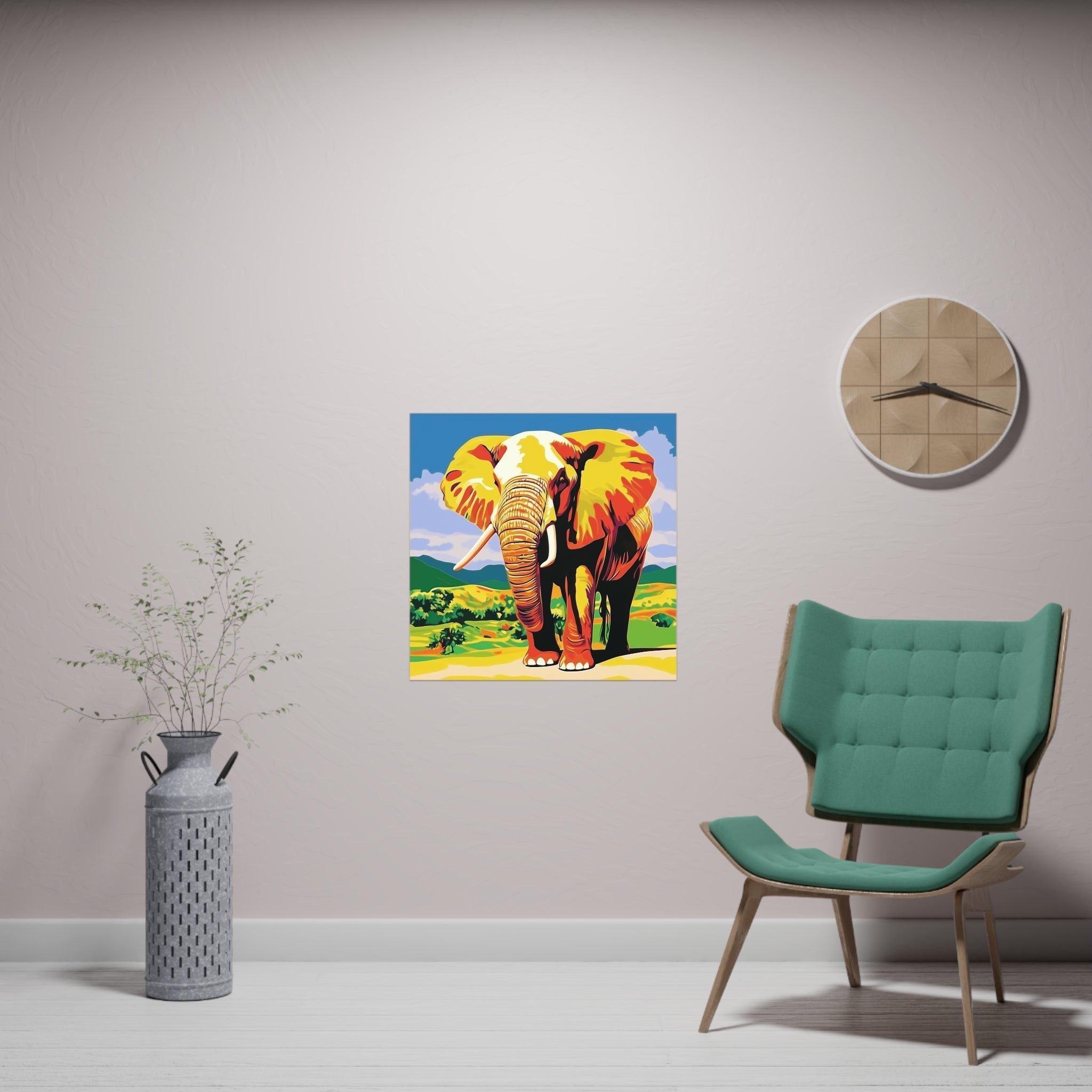 Vibrant Yellow Elephant Savanna Poster Poster - Blululi