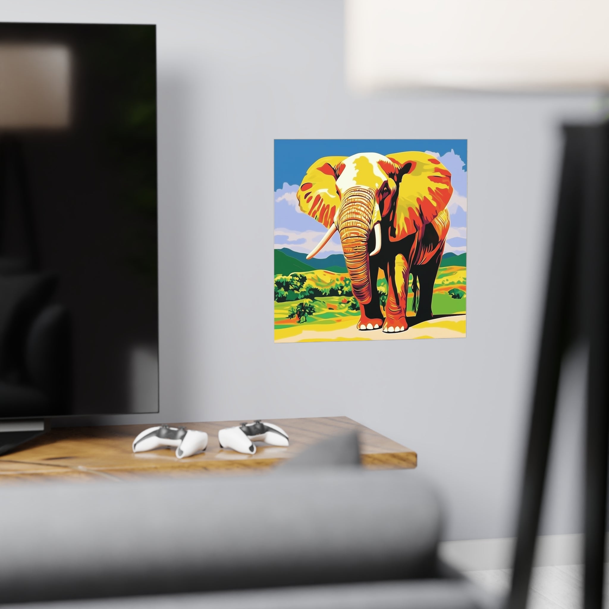 Vibrant Yellow Elephant Savanna Poster Poster - Blululi