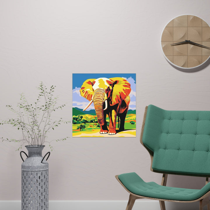 Vibrant Yellow Elephant Savanna Poster Poster - Blululi