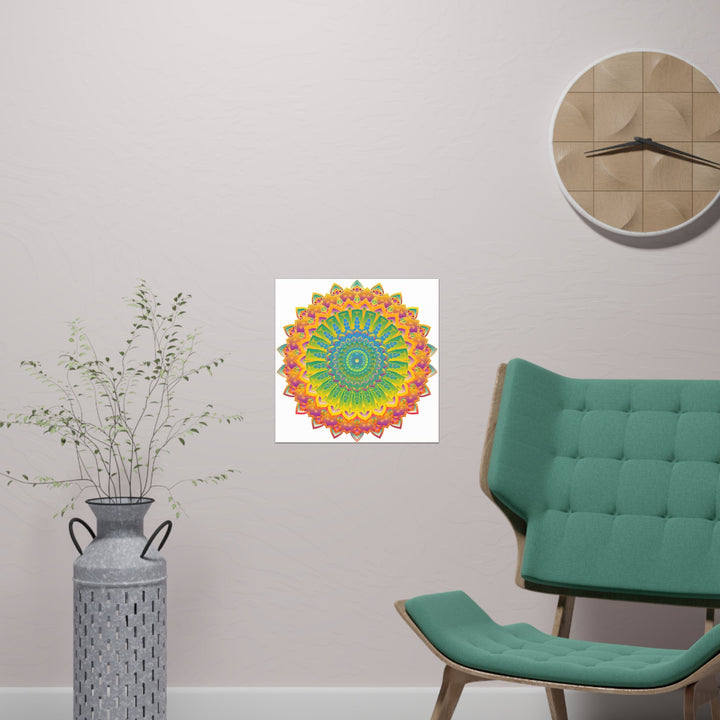 Vibrant Yellow & Green Mandala Poster Poster - Blululi