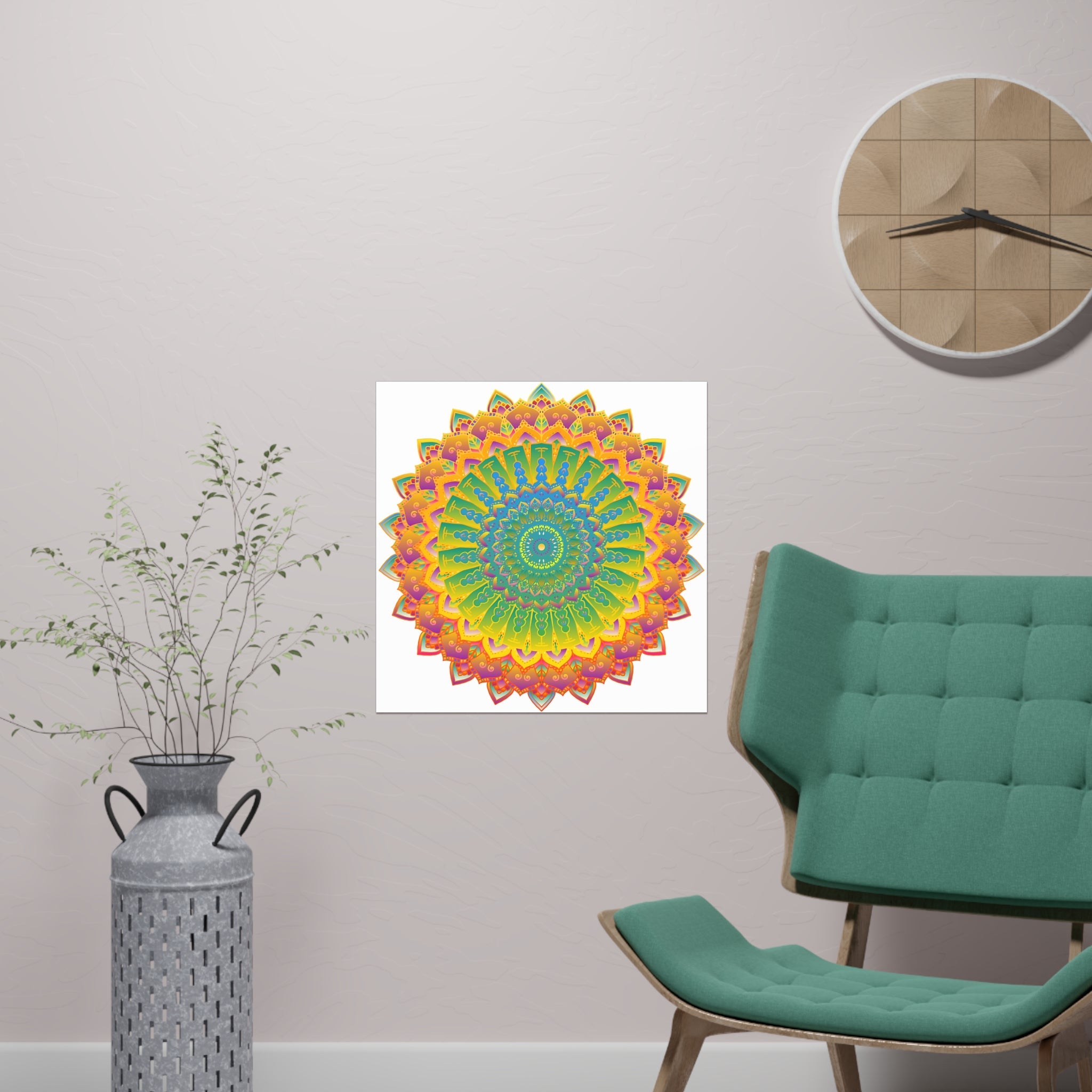 Vibrant Yellow & Green Mandala Poster Poster - Blululi