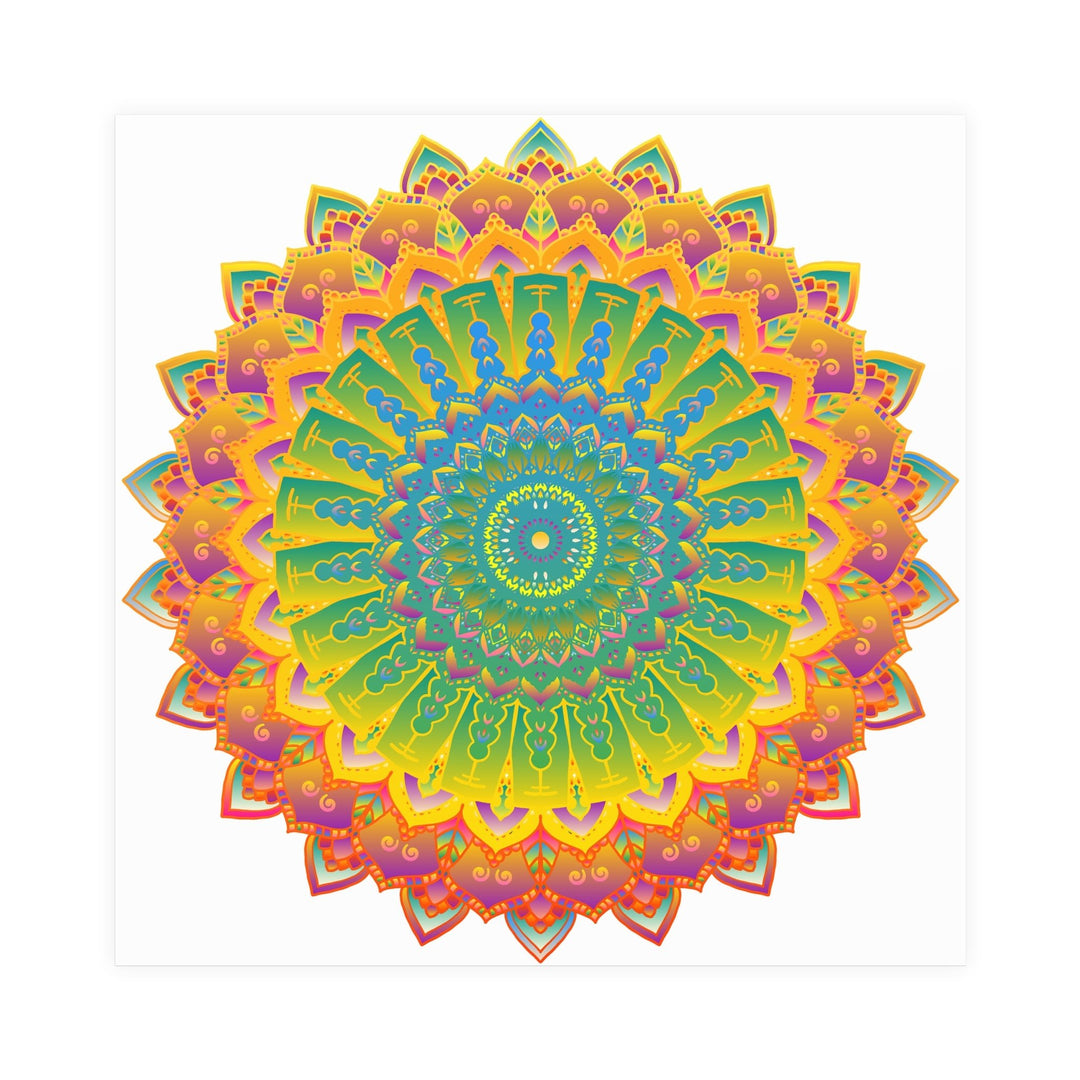 Vibrant Yellow & Green Mandala Poster Poster - Blululi