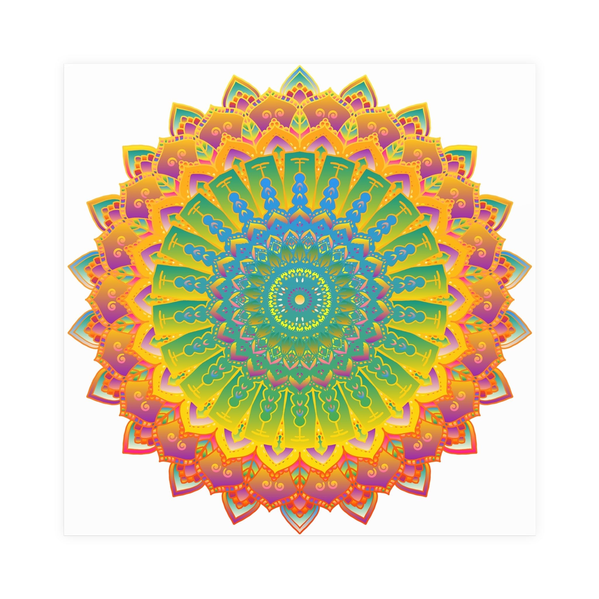 Vibrant Yellow & Green Mandala Poster Poster - Blululi