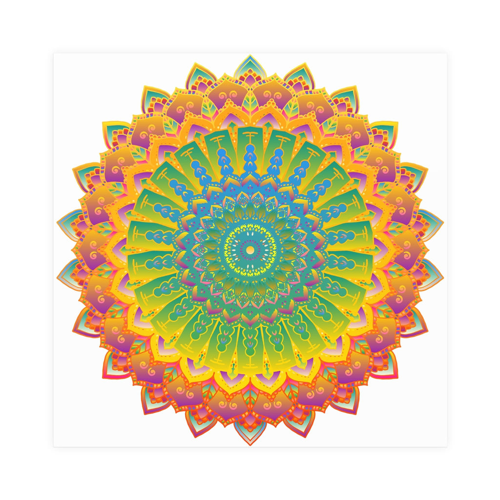 Vibrant Yellow & Green Mandala Poster Poster - Blululi