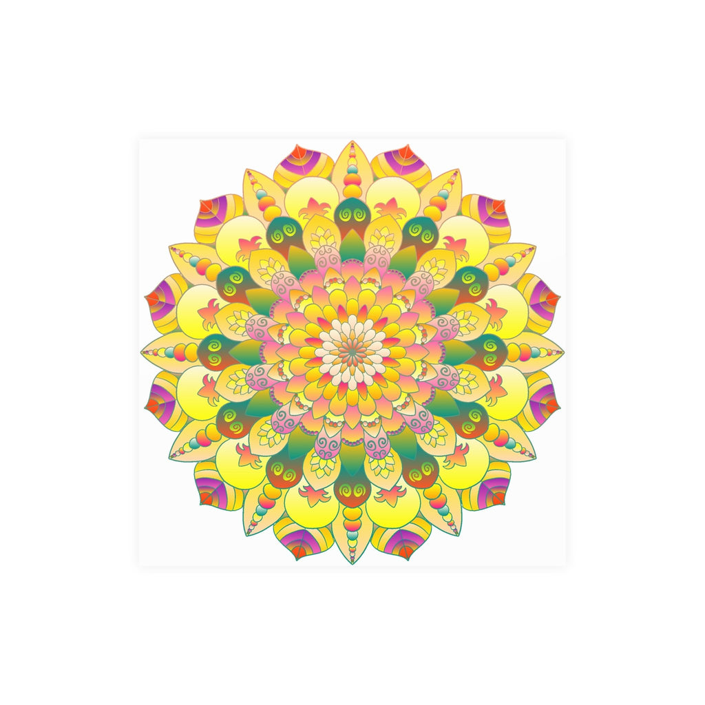 Vibrant Yellow & Pink Mandala Art Print Poster - Blululi