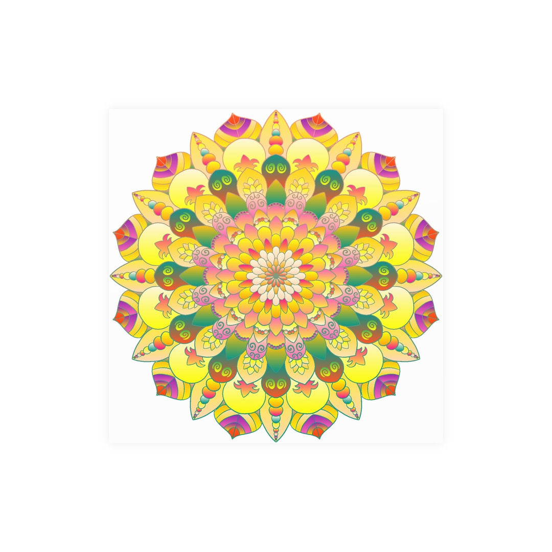 Vibrant Yellow & Pink Mandala Art Print Poster - Blululi