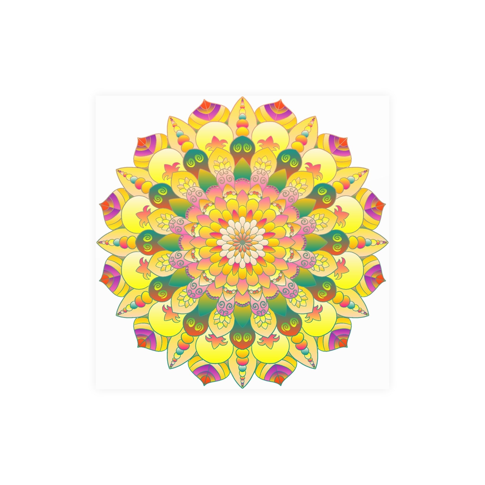 Vibrant Yellow & Pink Mandala Art Print Poster - Blululi