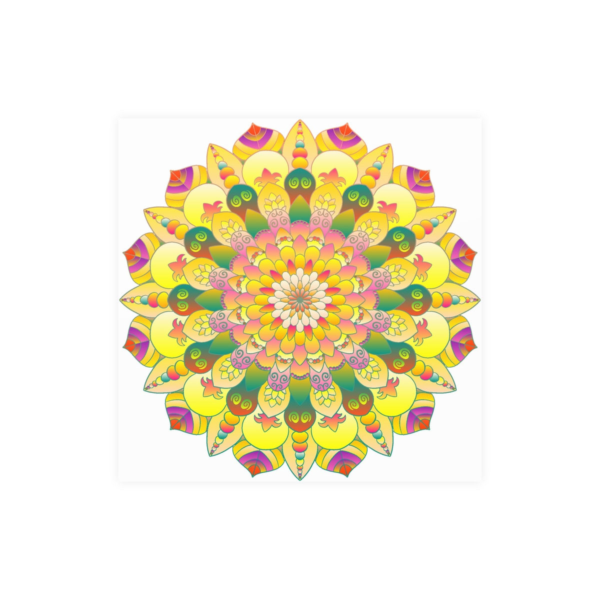 Vibrant Yellow & Pink Mandala Art Print Poster - Blululi